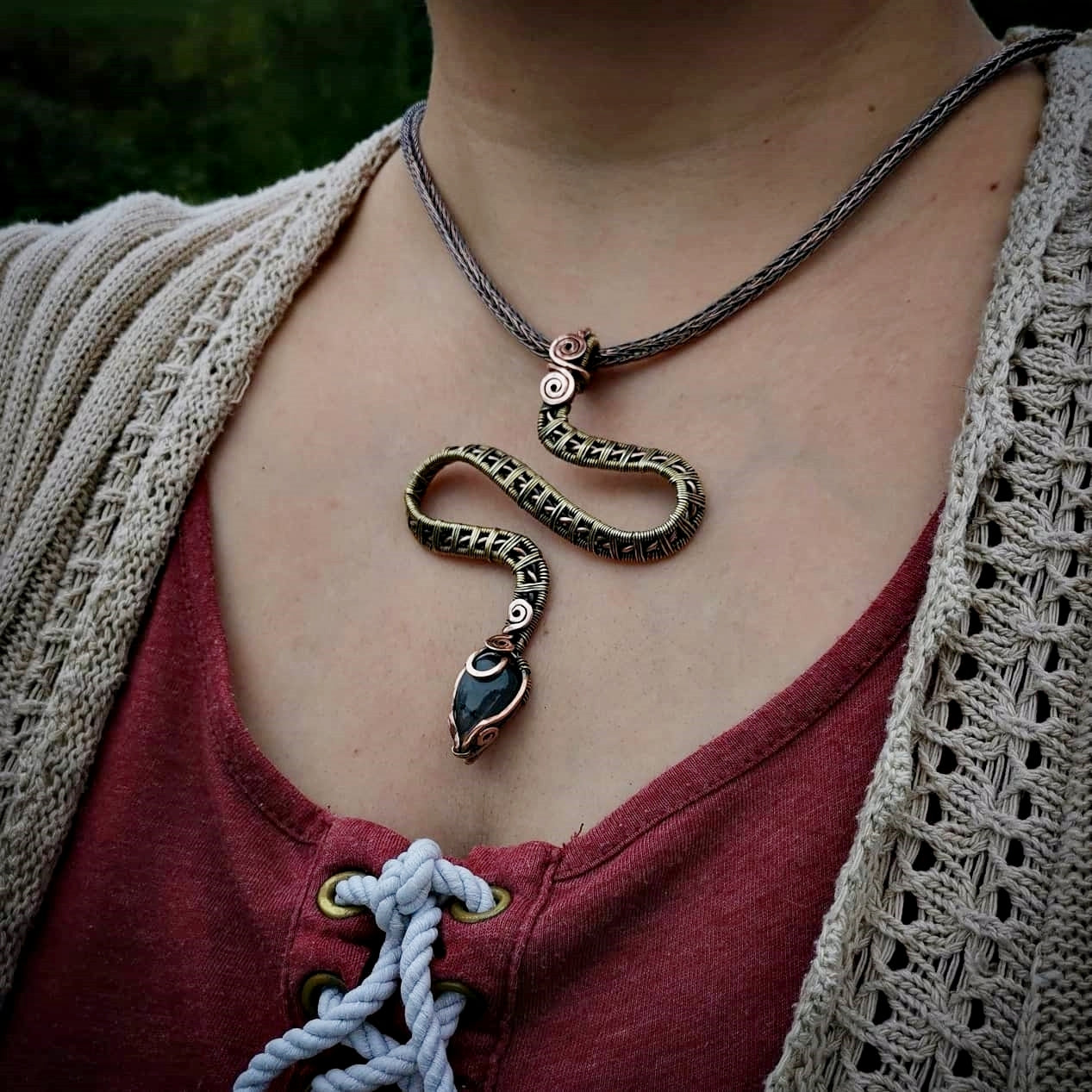 VIKING KNIT CHAIN (brass, copper, fine silver) - Made to order image 5
