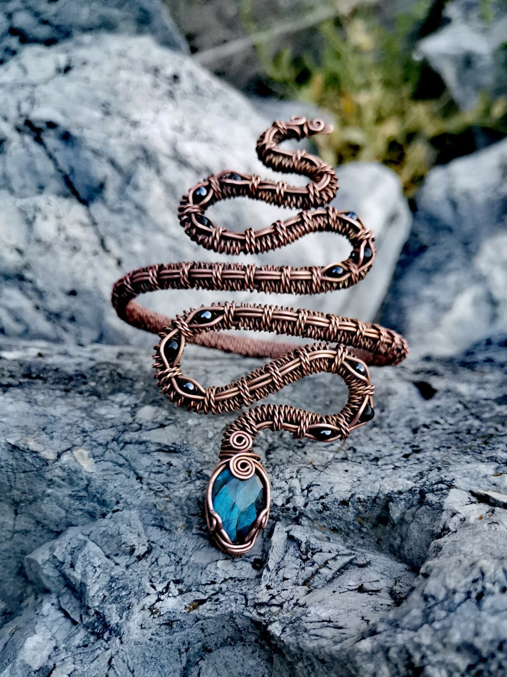SNAKE CUFF BRACELETS - Made to order - Choose your stone image 2