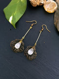 FLOWER RAINBOW MOONSTONE EARRRINGS - Available image 3