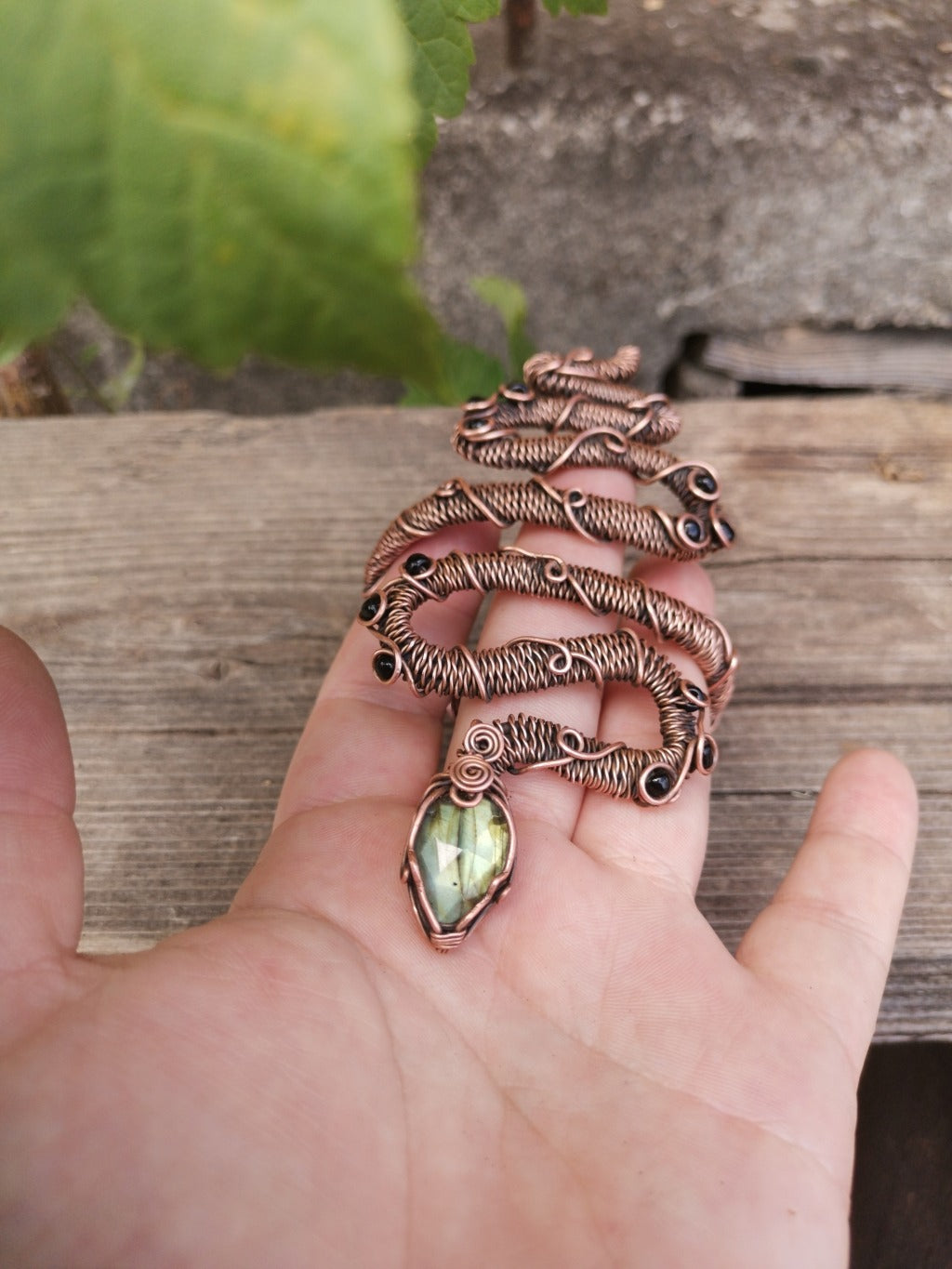 SNAKE CUFF BRACELETS - Made to order - Choose your stone image 1